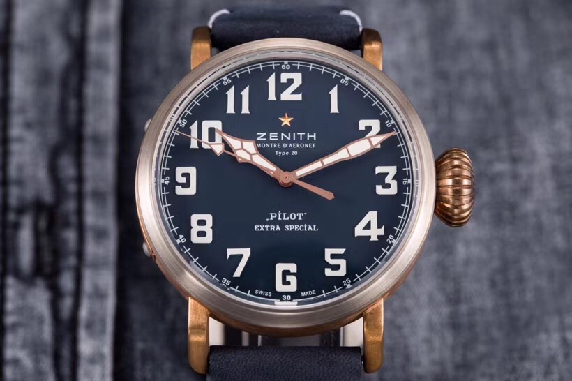 Pilot Type 20 Bronze XF California Special Edition with Blue Leather Strap clone 2824