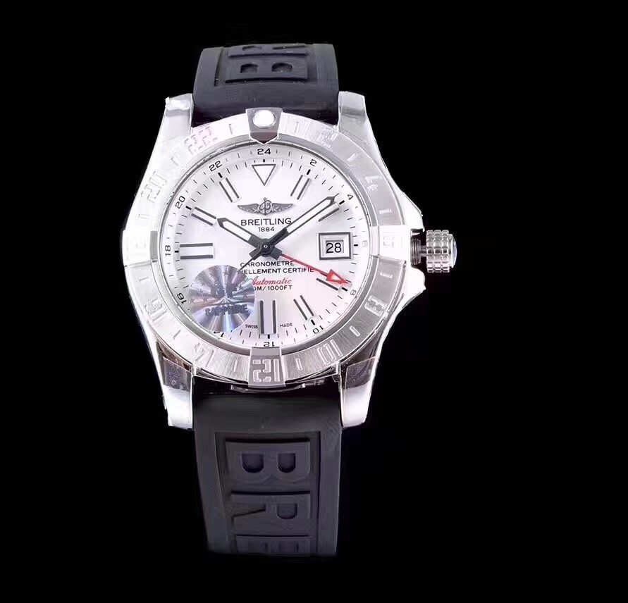 Avenger GMT SS GF 1:1 Best Edition White Sticks Marker Dial on Rubber strap A2836