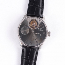 PORTUGUESE TOURBILLON IW5046  ZF GRAY DIAL ON  LEATHER STRAP