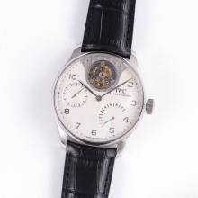 PORTUGUESE TOURBILLON IW5046 ZF WHITE  DIAL ON LEATHER STRAP