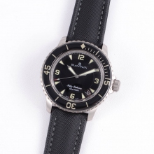 FIFTY FATHOMS TI BLACK ZF  BLACK DIAL ON \CANVAS STRAP (FREE EXTRA STRAP)
