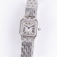 Panth&egrave;re Secrete Ladies 27mm SS bvf White Dial on Bracelet Ronda Quartz diamond bezel