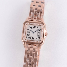 Panth&egrave;re Secrete Ladies 27mm RG bvf White Dial on RG Bracelet Ronda Quartz diamond bezel