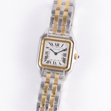Panth&egrave;re Secrete Ladies 27mm TT bvf White Dial on TWOTONE Bracelet Ronda Quartz