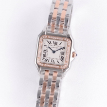 Panth&egrave;re Secrete Ladies 27mm TT bvf White Dial on TWOTONE Bracelet Ronda Quartz diamond bezel