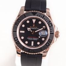 Yacht-Master 116655 RG DJF Black Ceramic Bezel on Oysterflex Rubber Strap A2836