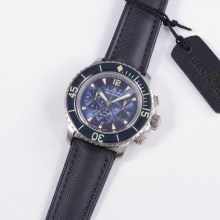 Fifty Fathoms Chronograph SS OMF Blue Dial on Blue Nylon Strap A7750