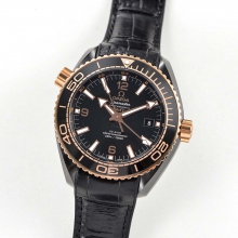 Planet Ocean 45.5mm Deep Gold Black Real Ceramic VSF on Black Leather Strap A8906