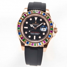 Yacht-Master  RG DJF diamond bezel Bezel on Oysterflex Rubber Strap A2836