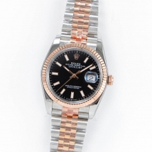 DateJust 36mm Jub Fluted twotone 904L black/stick GMF A2836